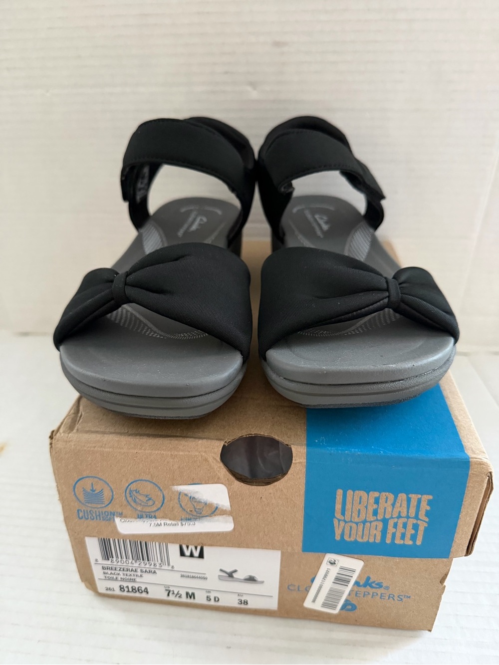 Clarks Breeze Rae Sara Ankle Strap black cushioned Sandals Women’s Size 7.5 NEW - Picture 5 of 7